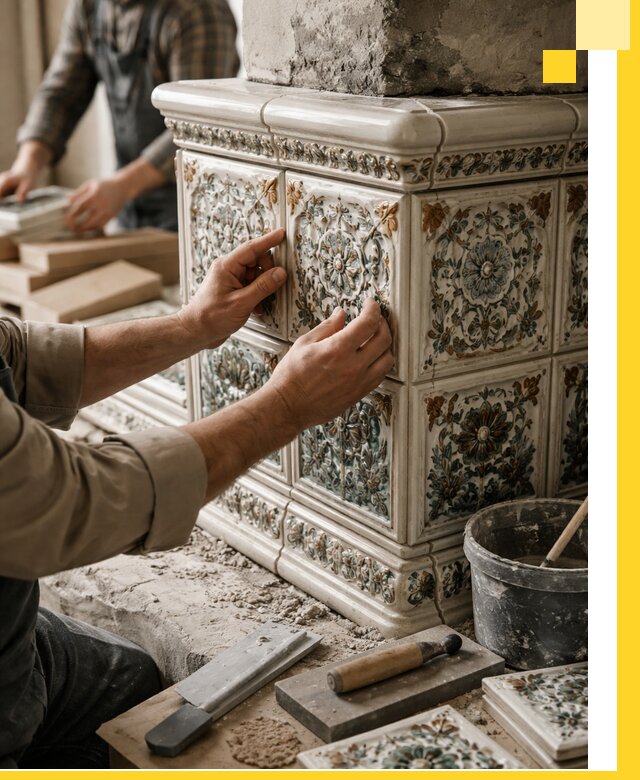 Изразцовые камины под ключ в Аксае: проект и монтаж