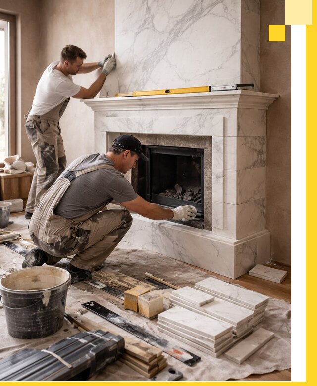 Отделка каминов в Аксае качественные облицовочные работы