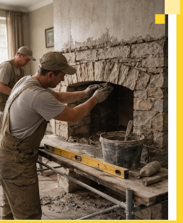 Изготовление каминов под ключ в Аксае, монтаж и отделка