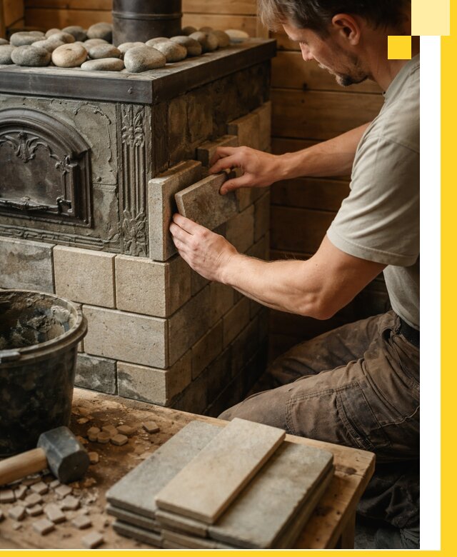 Облицовка банных печей в Аксае профессиональная отделка