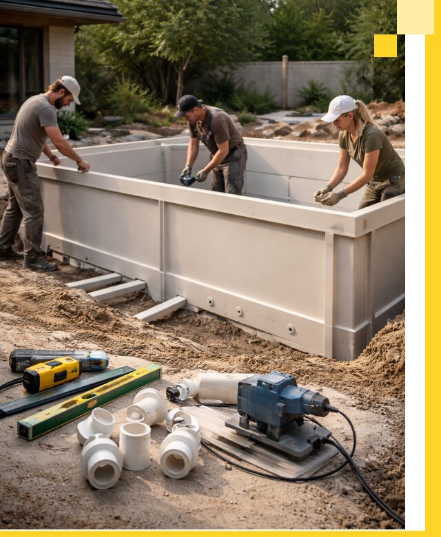 Установка полипропиленовых бассейнов под ключ в Аксае