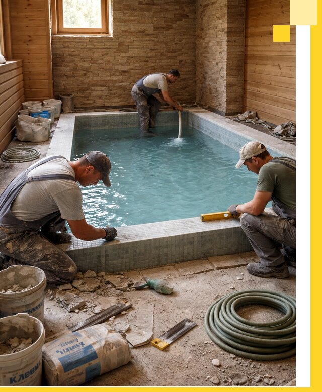 Проектирование и строительство бассейнов для бани в Аксае