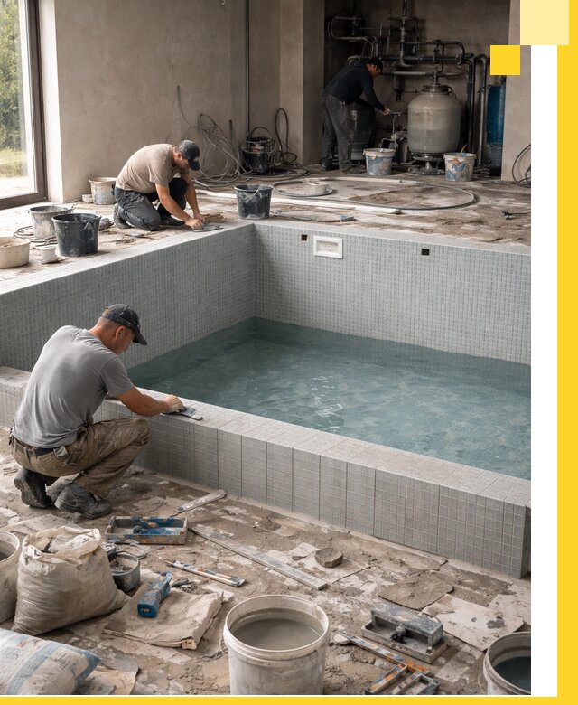 Строительство и монтаж бассейнов в помещении в Аксае