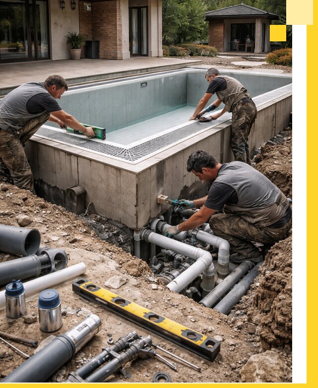 Строительство переливных бассейнов в Аксае под ключ