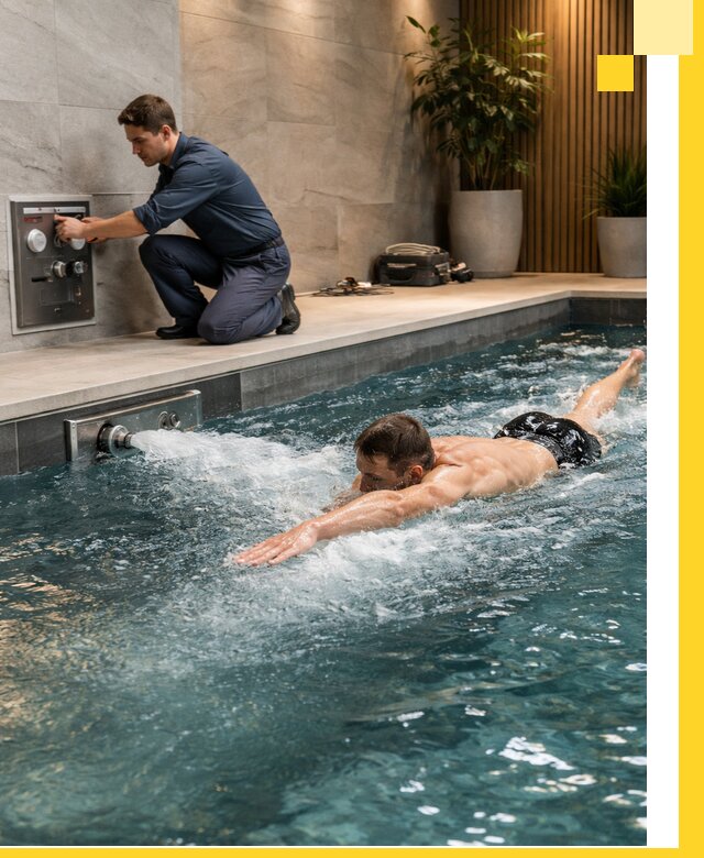 Проектирование и монтаж бассейнов с противотоком в Аксае