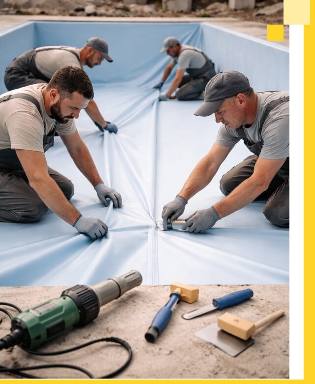 ПВХ пленка для бассейнов с монтажом и гарантией в Аксае