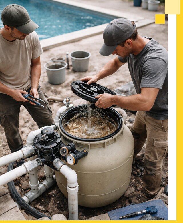 Установка и обслуживание песочных фильтров для бассейнов в Аксае