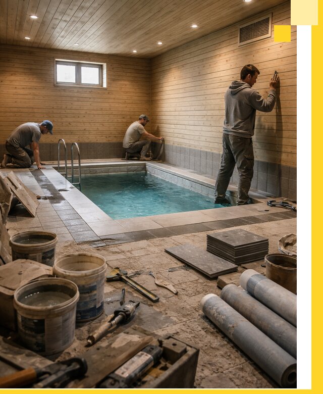 Строительство бани с бассейном и сауной под ключ в Аксае