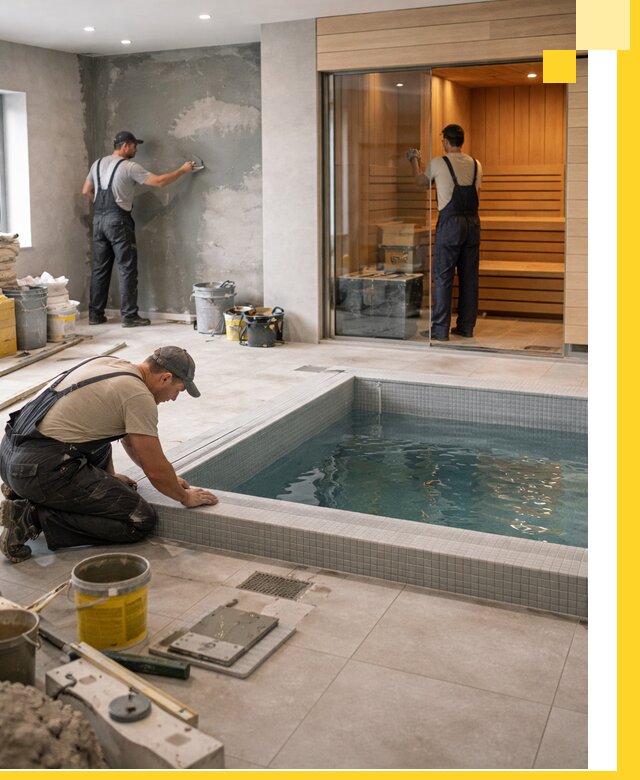 Проектирование и строительство сауны с бассейном в Аксае