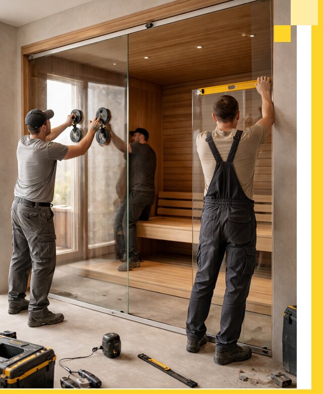 Производство и монтаж стеклянных саун под ключ в Аксае