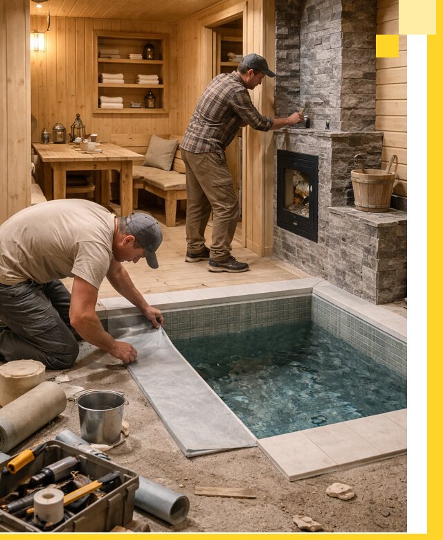 Строительство бань с комнатой отдыха под ключ в Аксае