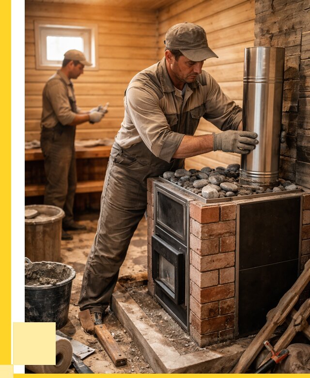 Монтаж печи в бане под ключ в Аксае от 20314 р. | ЭриданАкс