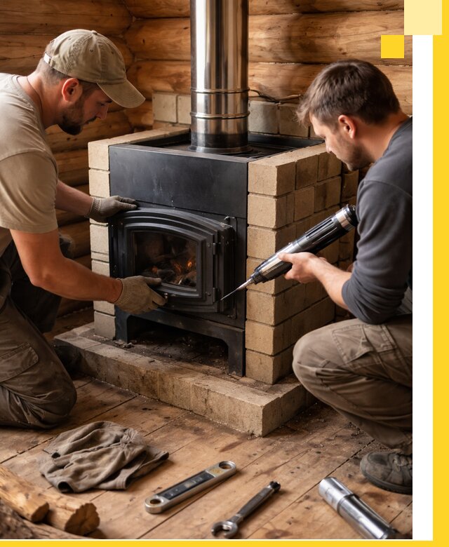 Монтаж и установка печи в бане под ключ с гарантией в Аксае