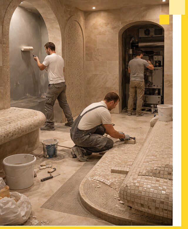 Строительство бани с хамамом и бассейном под ключ в Аксае