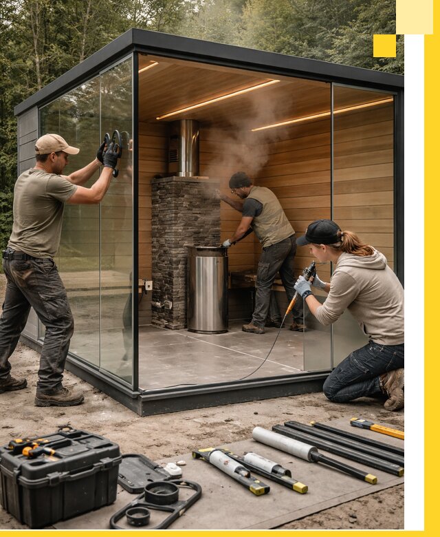 Проектирование и строительство стеклянных бань в Аксае