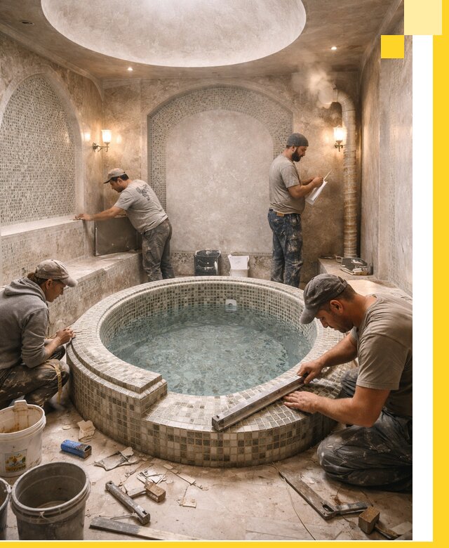 Профессиональное строительство хамама с бассейном в Аксае под ключ
