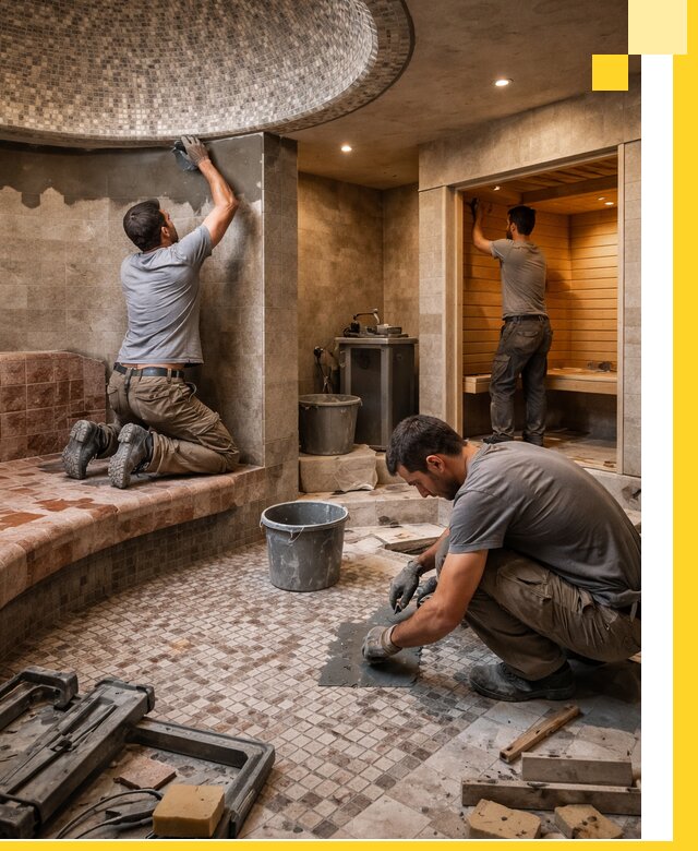 Проект и строительство хамама бани и сауны под ключ в Аксае