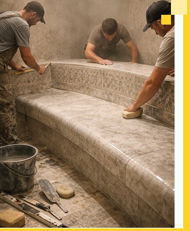 Изготовление и установка сидений для хамама в Аксае