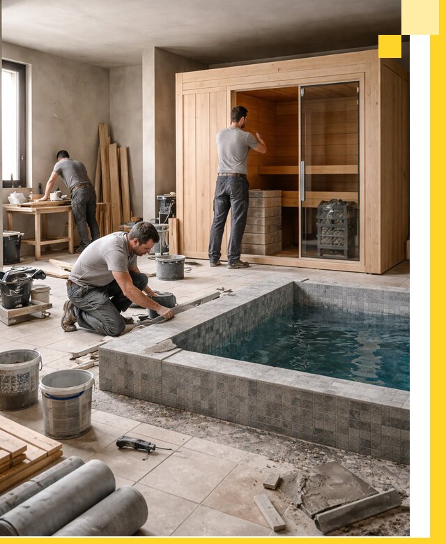 SPA зоны под ключ с бассейном сауной и печью в Аксае